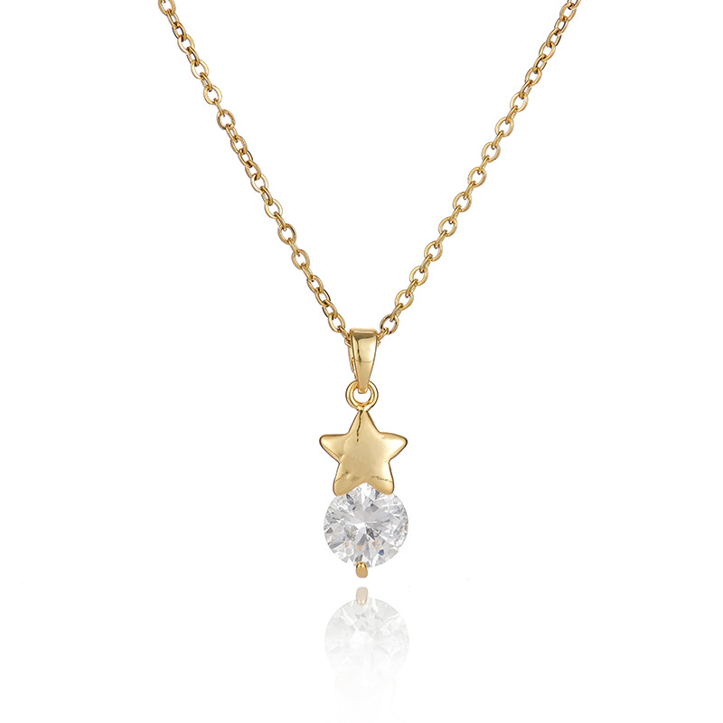 A popular zircon necklace for women from Dongdaemun, South Korea, gold-plated and non-fading, simple and versatile collarbone chain jade pendant, 29 detail image 4