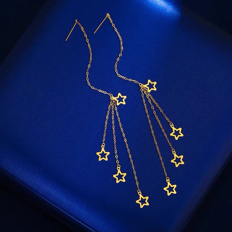 Titanium steel earrings, round face slimming, elegant and fashionable long earrings for women, new trend 12 details Picture