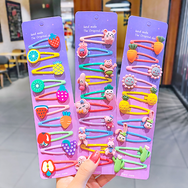 2021 Children's wig and hair clip New Cartoon children's hair clip set, cute little girl bangs clip, bow headpiece, side clip princess hair accessory detail image 8