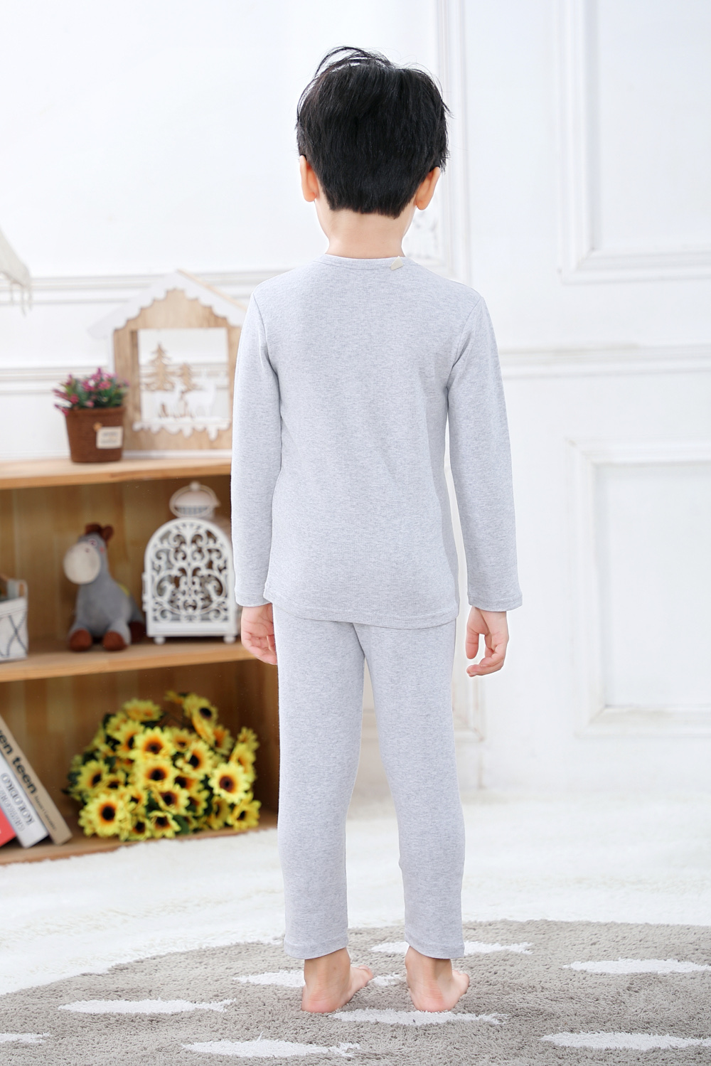 舒绒彩棉儿童保暖内衣套装 8001 男童宝宝圆领秋衣秋裤 棉毛衫详情图10