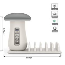 New LED Mushroom mobile phone charger, night light, USB mobile phone charger stand, desktop charging stand, five-way CHARGER UD08