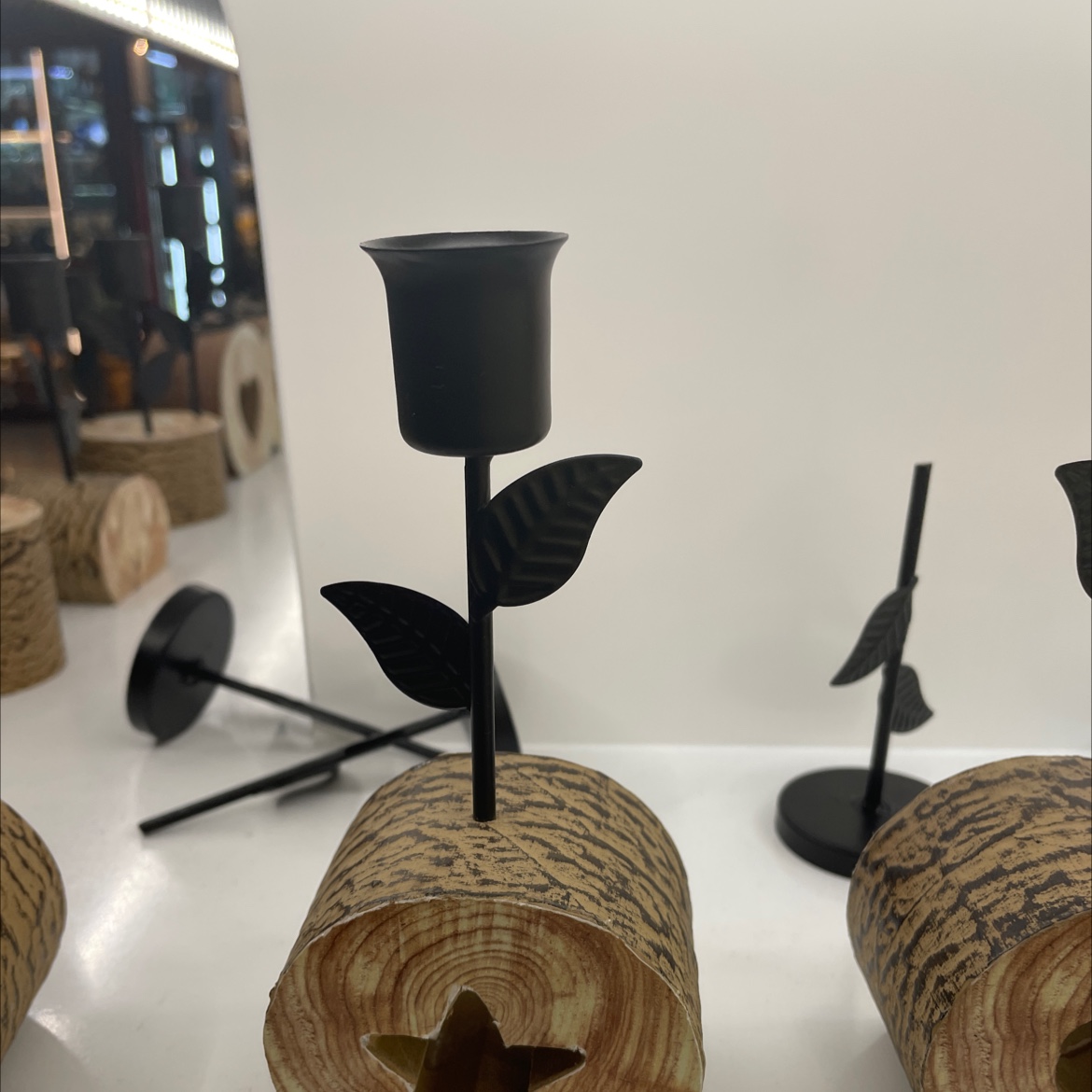 木头烛台五角星烛台 黑色实用烛台 工艺品