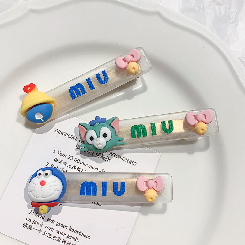 2021 Children's wig and hair clip New Cartoon children's hair clip set, cute little girl bangs clip, bow headpiece, side clip princess hair accessory detail image 1