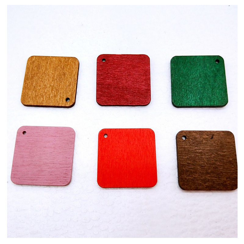 21-30mm square edge hole wood chips diy jewelry beading accessories, wooden necklace beading earrings materials detail image 1