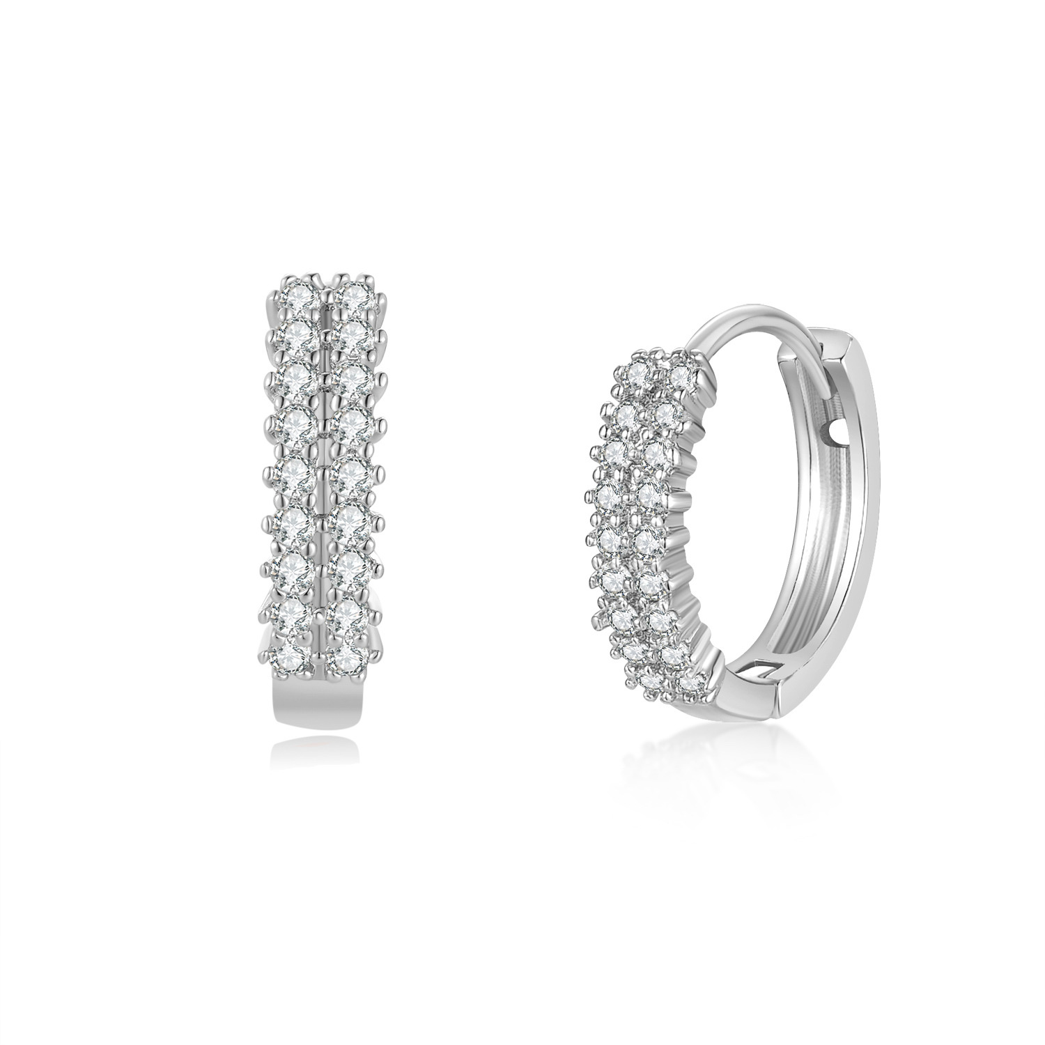 428 European and American French light luxury s925 silver ins heavy geometric Metal style round bead ear loops Silver ear rings for women details Picture