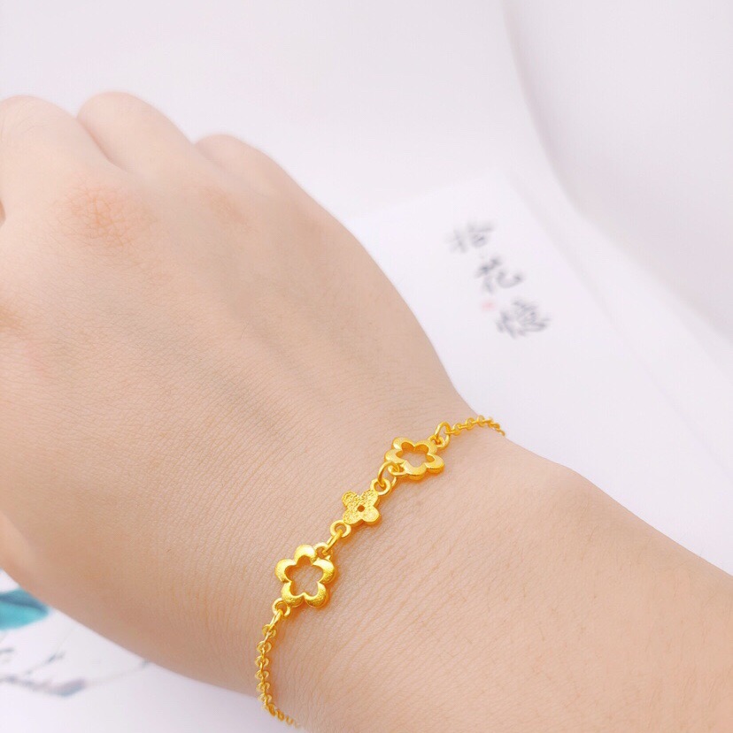 Big four-leaf clover with small four-leaf clover single string bracelet, fashion trend everything