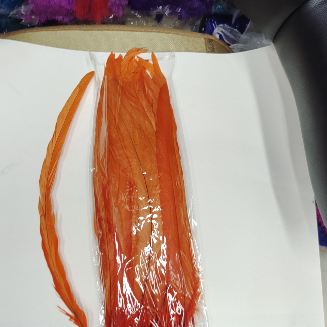 脱色鸡尾羽毛25-30公分橘色