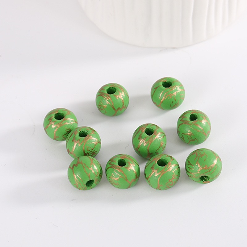Lotus wood printed cracked beads 16mm detail image 18