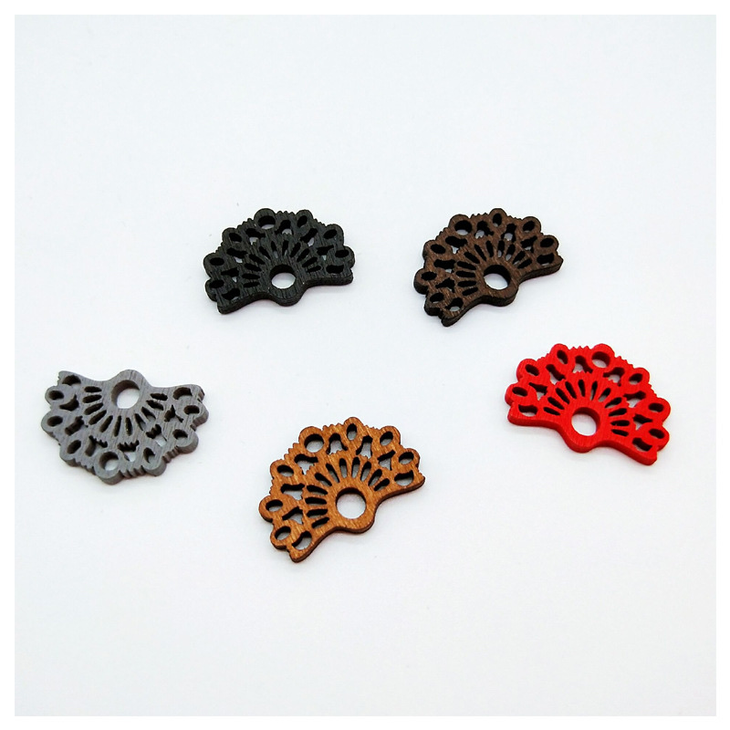 DIY wooden retro Japanese-style hollowed-out small fans, accessories, self-made earrings, earrings and pendants, materials Item Picture