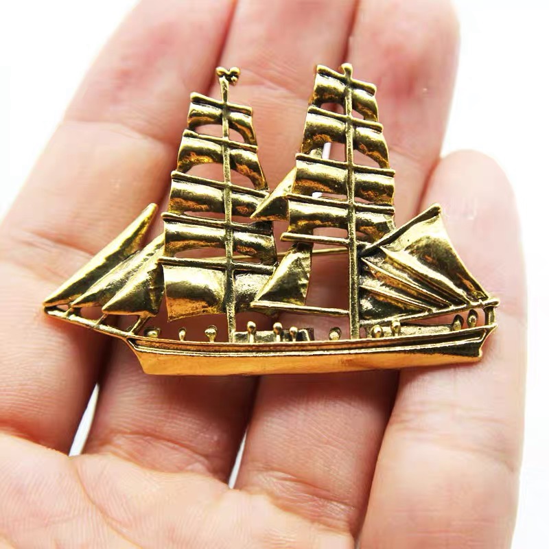 Vintage sailing brooch for men Upscale Gift Accessories for women Artsy style Sailing suit Coat Pin Corsage collar pin