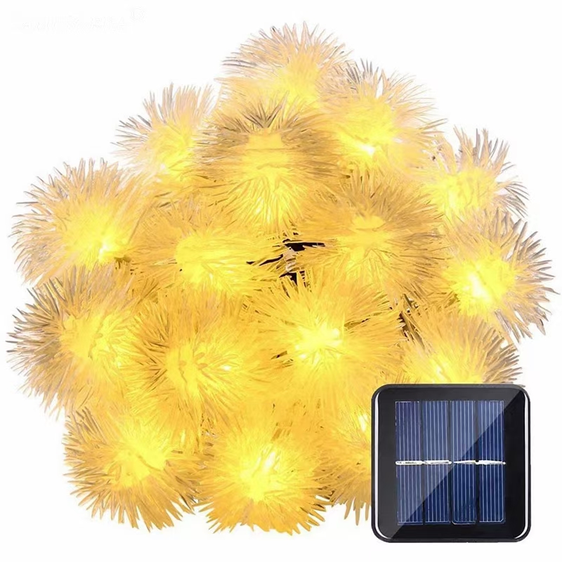 100LED太阳能灯串系列，暖光＋毛球