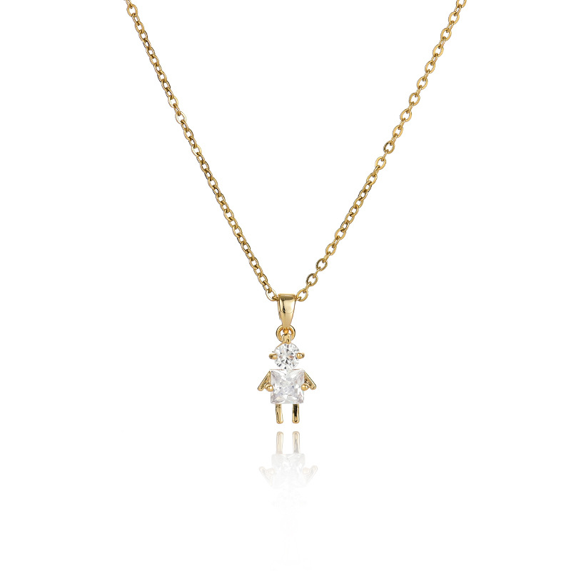 A popular zircon necklace for women from Dongdaemun, South Korea, gold-plated and non-fading, simple and versatile collarbone chain jade pendant 9 detail image 5