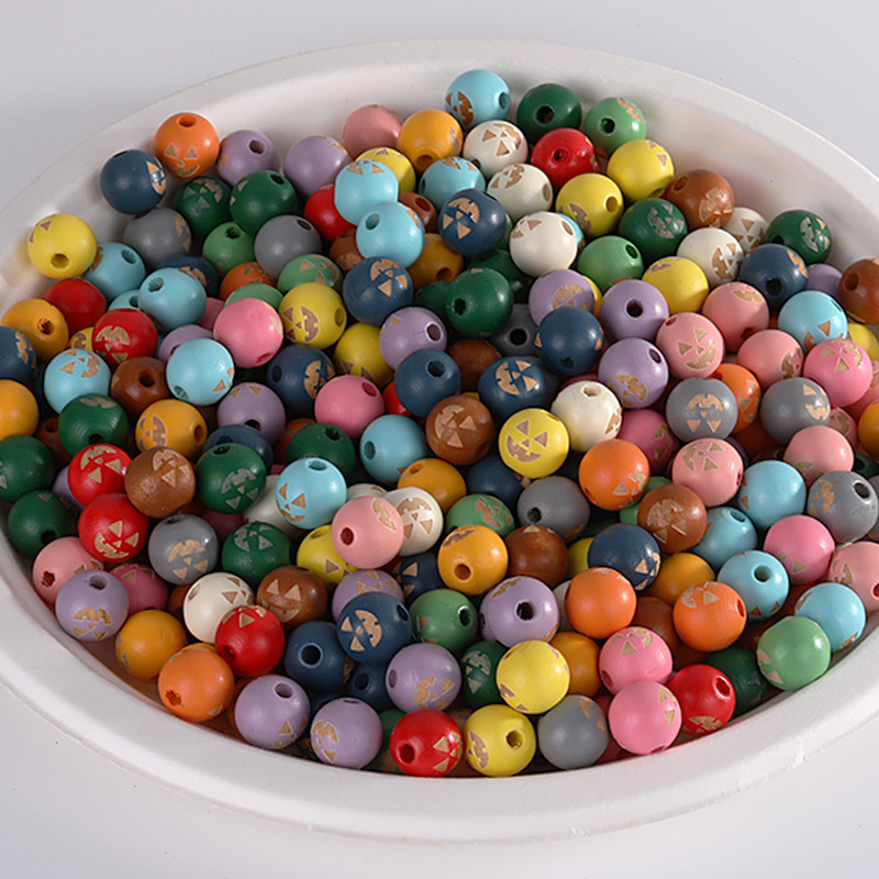 Laser-marked smiley face lotus wood beads details Picture