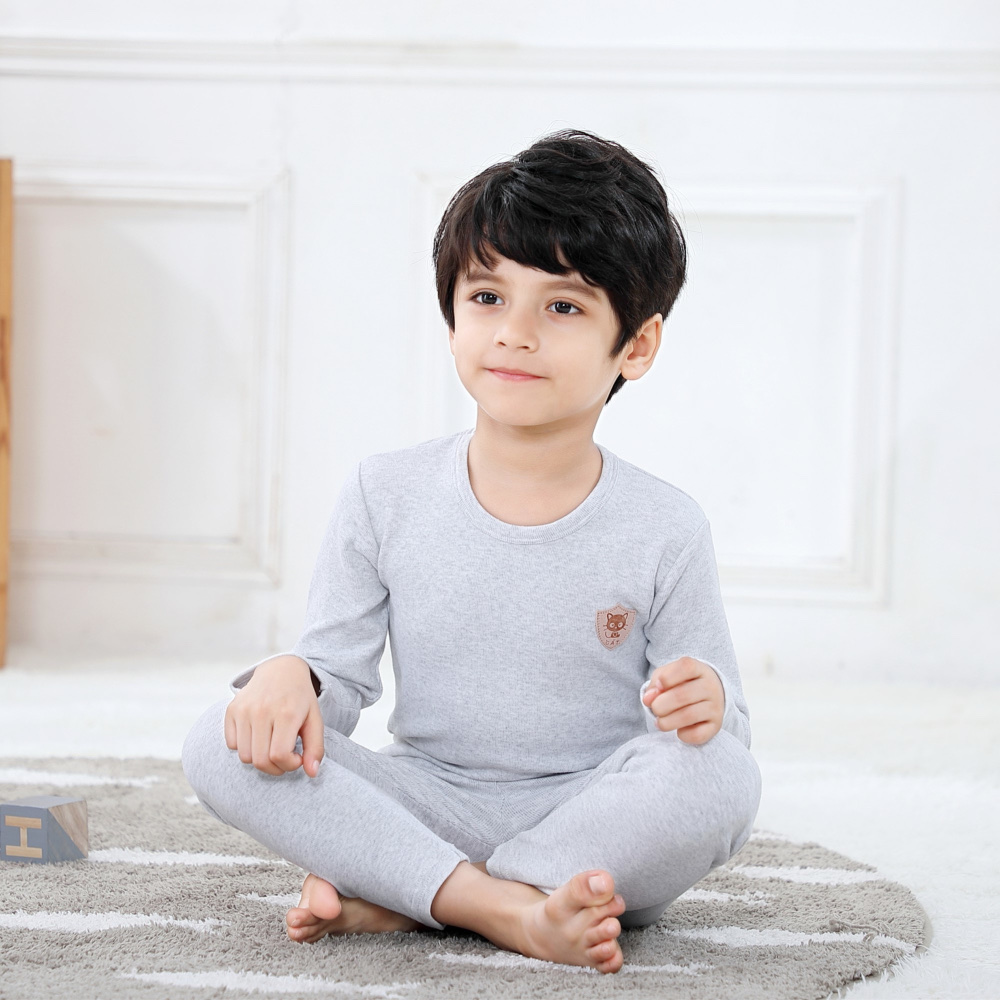 舒绒彩棉儿童保暖内衣套装 8001 男童宝宝圆领秋衣秋裤 棉毛衫详情图2