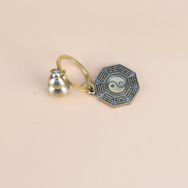 Brass bagua pendant, peace Bagua keychain pendant, creative men's and women's bags, car hanging accessories detail image 2