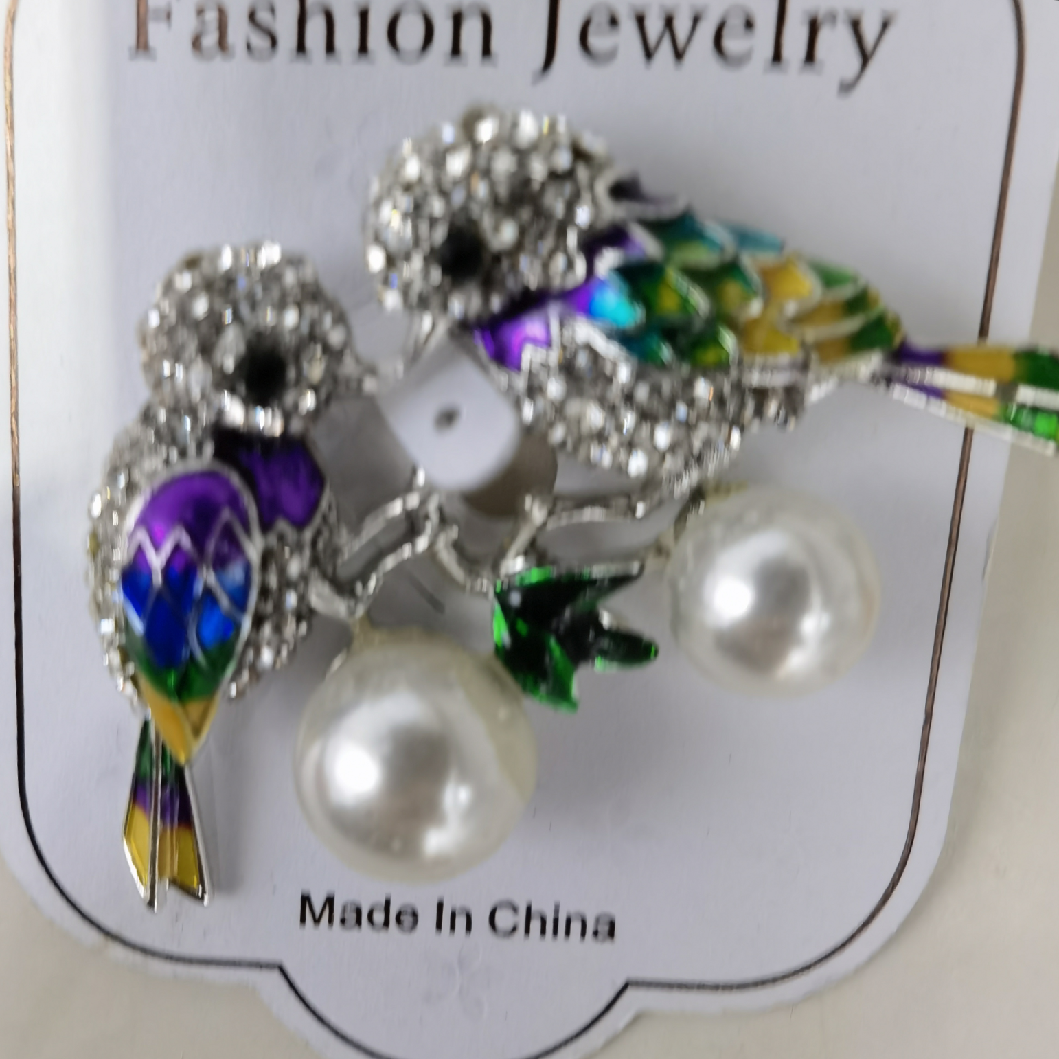 Micro-inlaid zircon double bird pearl high-grade brooch