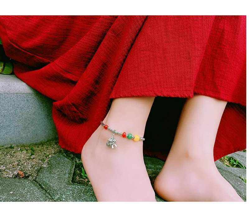 Jingpuli Jewelry is about to have money to spend on silver amber Korean elastic ankle chain Specification image