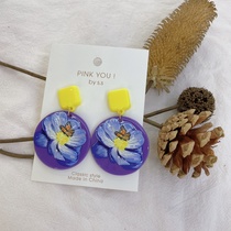 Girls yellow flower earrings Summer 2021 new fashion simple sweet cool earrings temperament magazine earrings