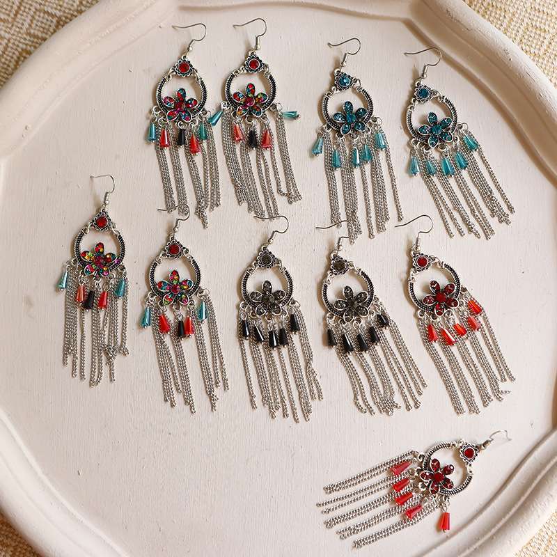 Korean-style fashionable, stylish, versatile, simple and elegant beige Chinese-style characteristic earrings 66 Ya Xin details Picture