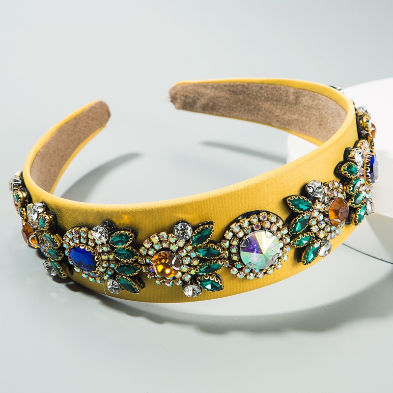 Wide-edge super-sparkling fabric rhinestone headband full figure