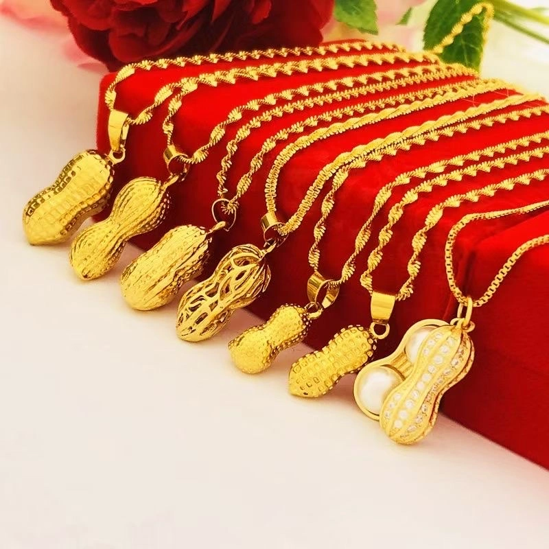 Direct supply from the manufacturer of gold peanut stud necklaces, the first choice for Douyin live streaming and Kuaishou. detail image 1