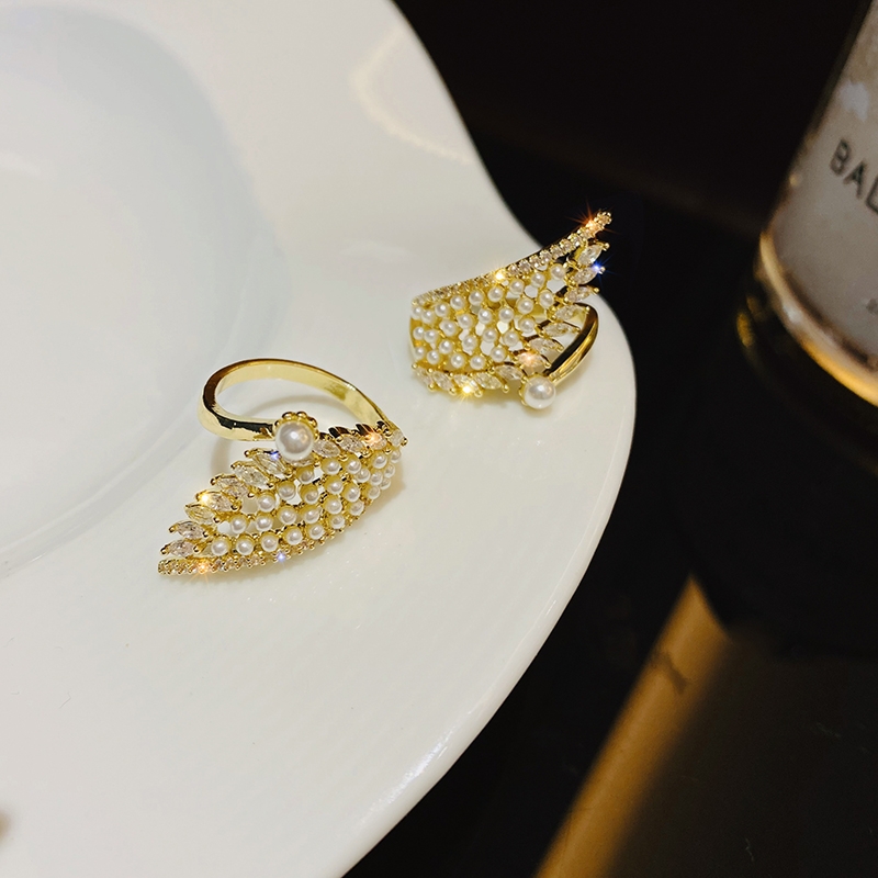 司藤景甜同款珍珠戒指女高级感轻奢网红个性百搭开口可调节食指戒白底实物图