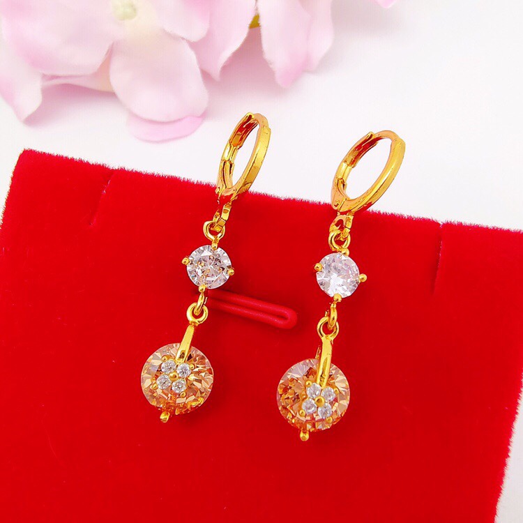 Champagne-colored plum zircon earrings thumbnail