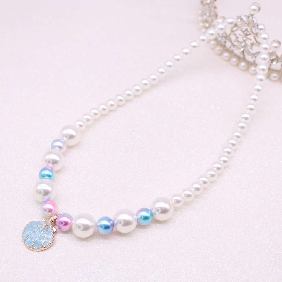 New children's necklace, girls' imitation pearl and shell necklace, girls' accessories Specification image