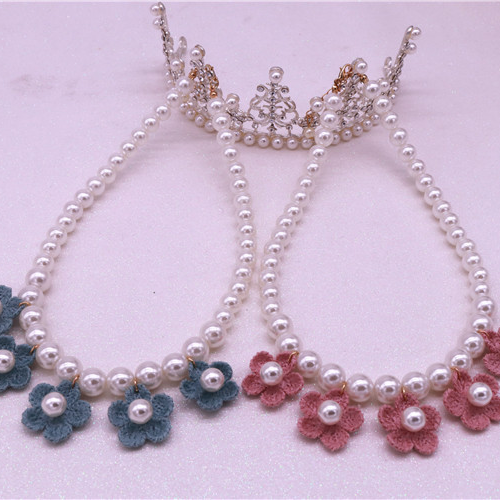 New Korean children's accessories: Girls' fashionable and ladylike pearl necklace, girls' flower necklace