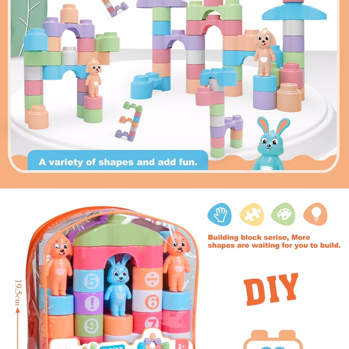 Children's large particle building blocks plastic toys 3-6 years old educational boys and girls 2 years old baby assembling 2003A