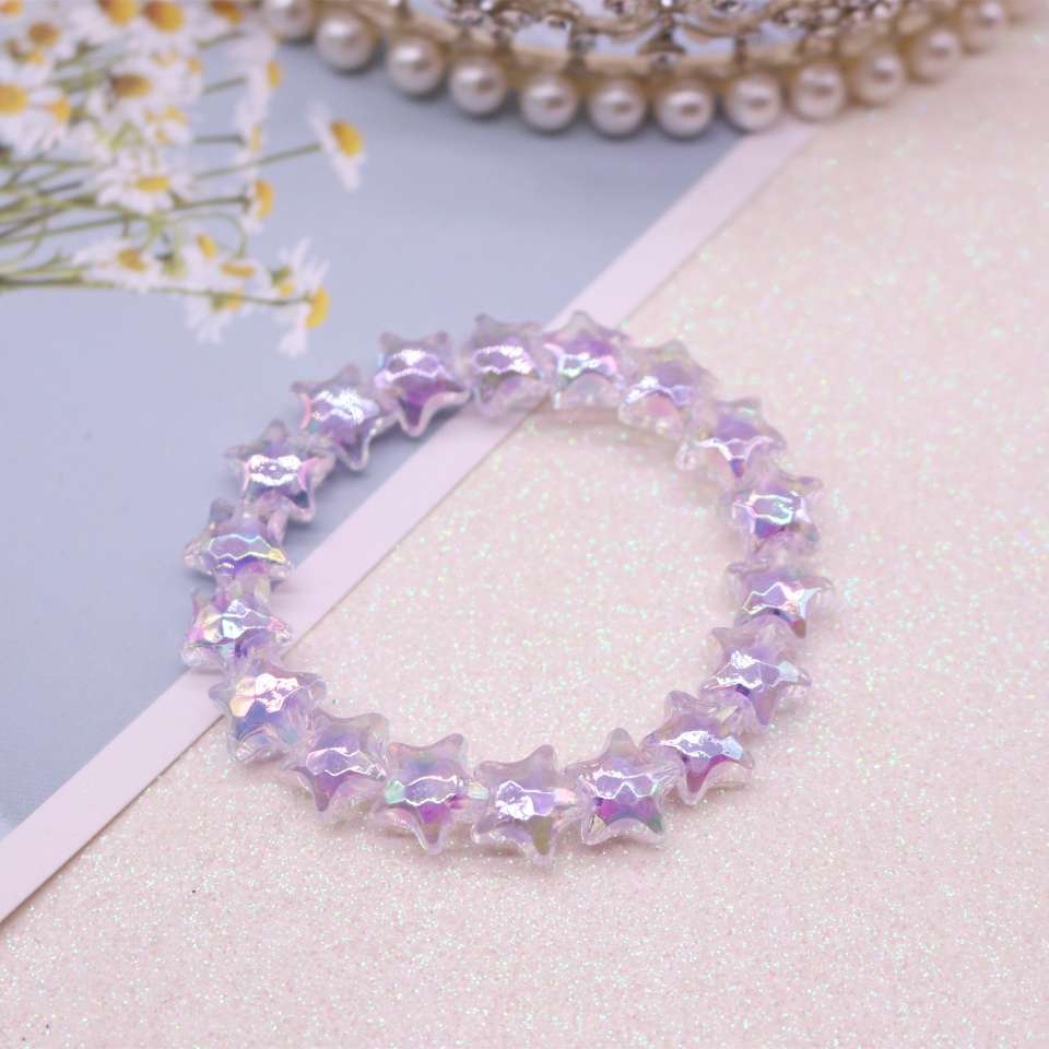 Korean children's bracelet, seven-color star beaded elastic bracelet, student best friend small gift, girl-style bracelet Specification image