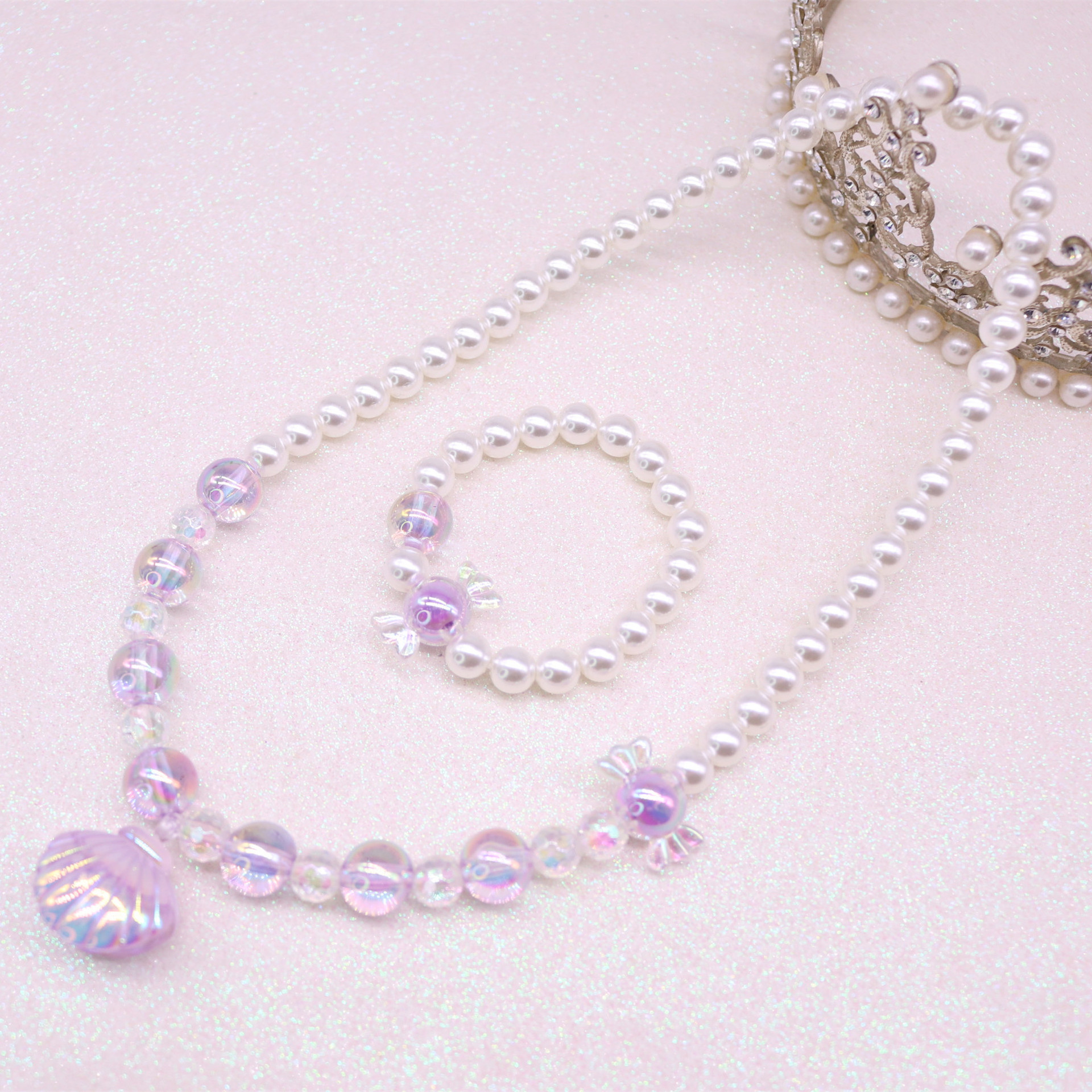 New children's necklace set Girls shell necklace bracelet Girls accessory jewelry