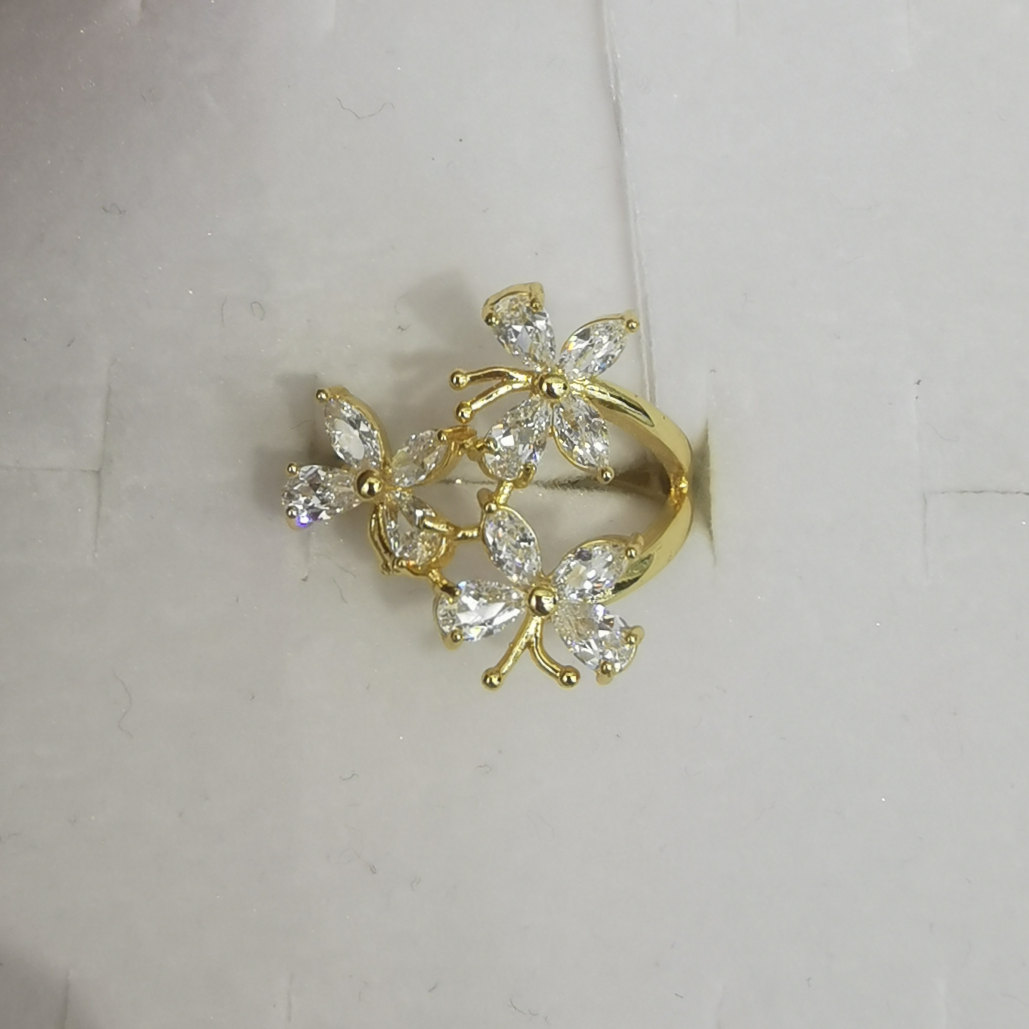 3 butterfly rings in gold