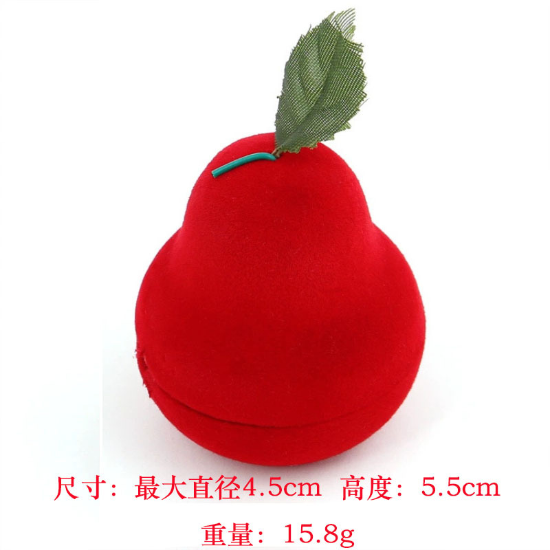 义乌植绒盒厂家直销精美创意植绒盒 梨子草莓菠萝戒指盒 可爱造型饰品盒