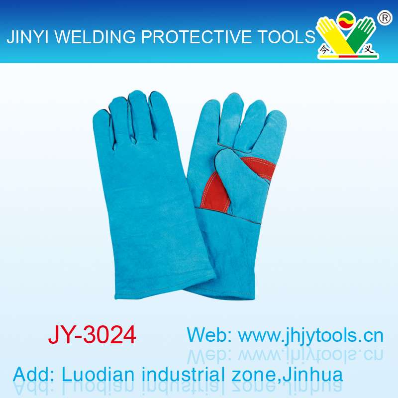 14寸翠绿加弯全里电焊手套B款产品图