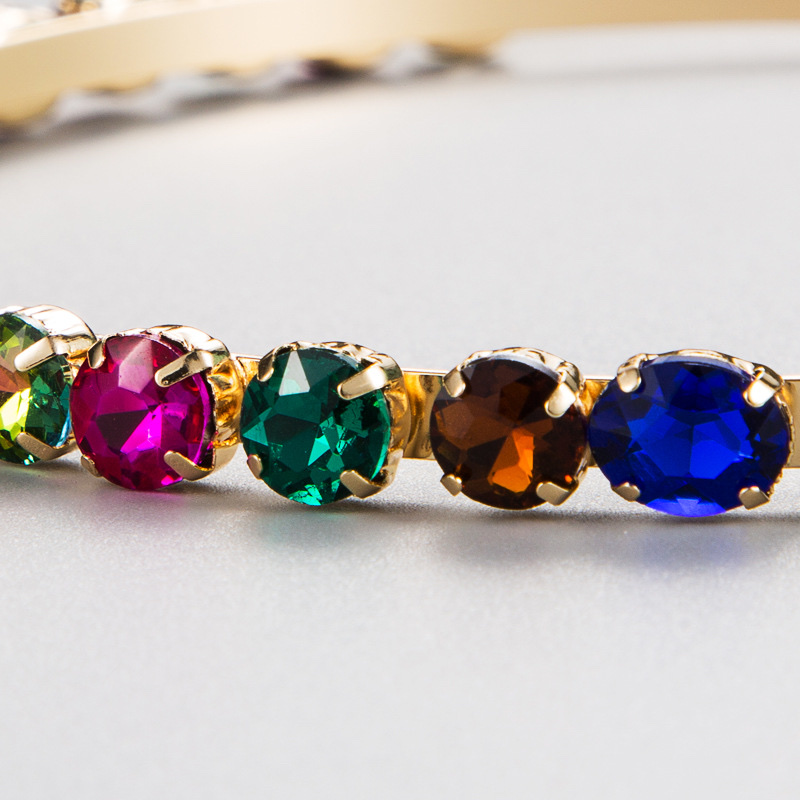 European and American style alloy inlaid glass rhinestone colored diamond thin edge hair band Specification drawing