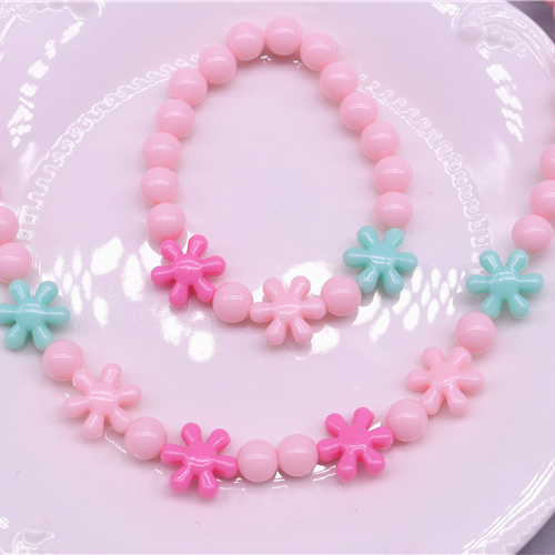 Korean version of the new children's necklace set girls cute colorful bead necklace bracelet girl candy color necklace thumbnail