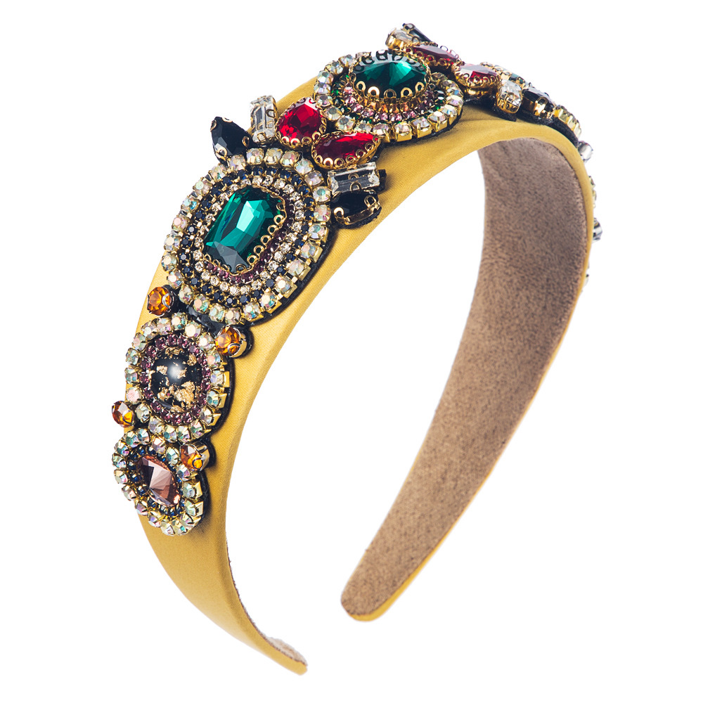 European and American fashionable colored rhinestone fabric hair band Specification drawing