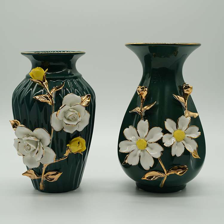 European-style gilded ceramic vases, flower arrangements, flower vases, home wedding decorations, handicrafts, gifts, living room decoration cabinets, catering and hotel wedding courtyard KTV ornaments wholesale 0771 detail image 1
