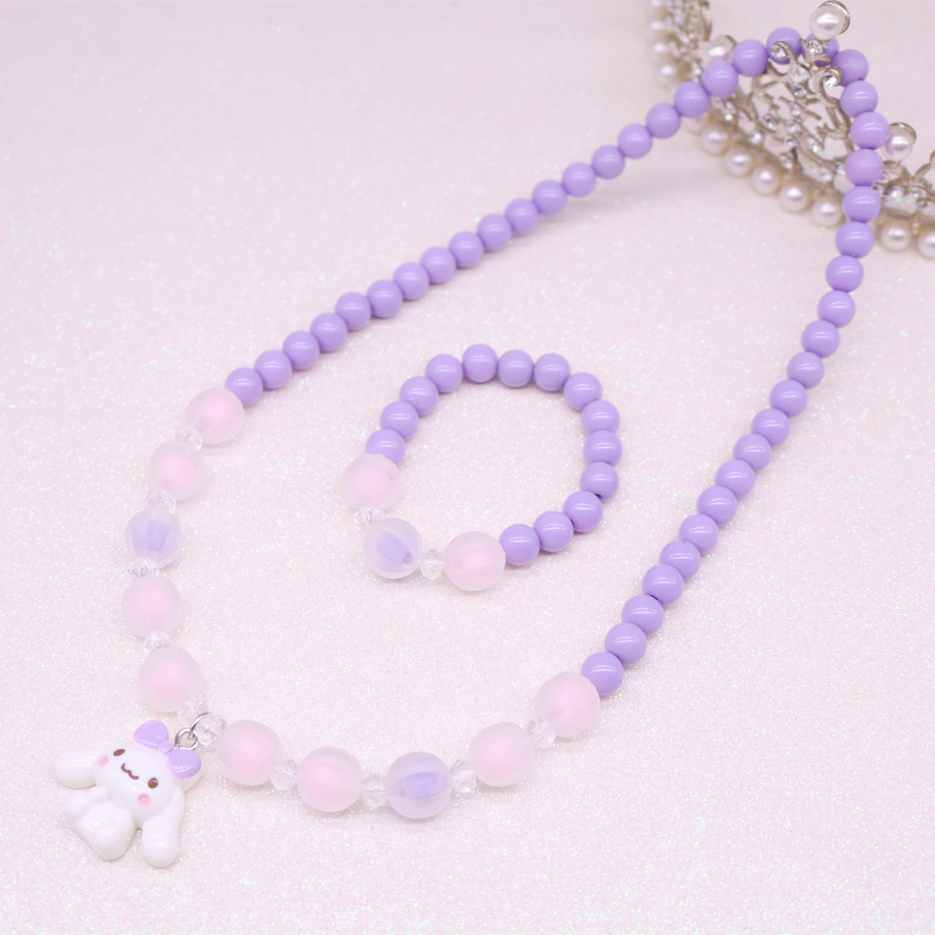 New Korean girl necklace set acrylic candy color girl cute cartoon character necklace accessories thumbnail