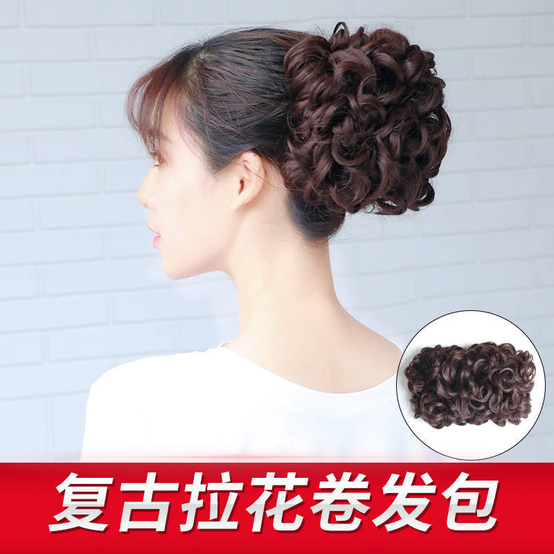 False hair, hair bands, rubber bands, buns, flower buds, women's hair flowers, simulated hair, hair buds, updo, retro style latte art