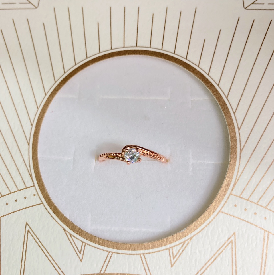 电镀玫瑰金保色4⃣️厘锆石流行百搭款女士戒指15号