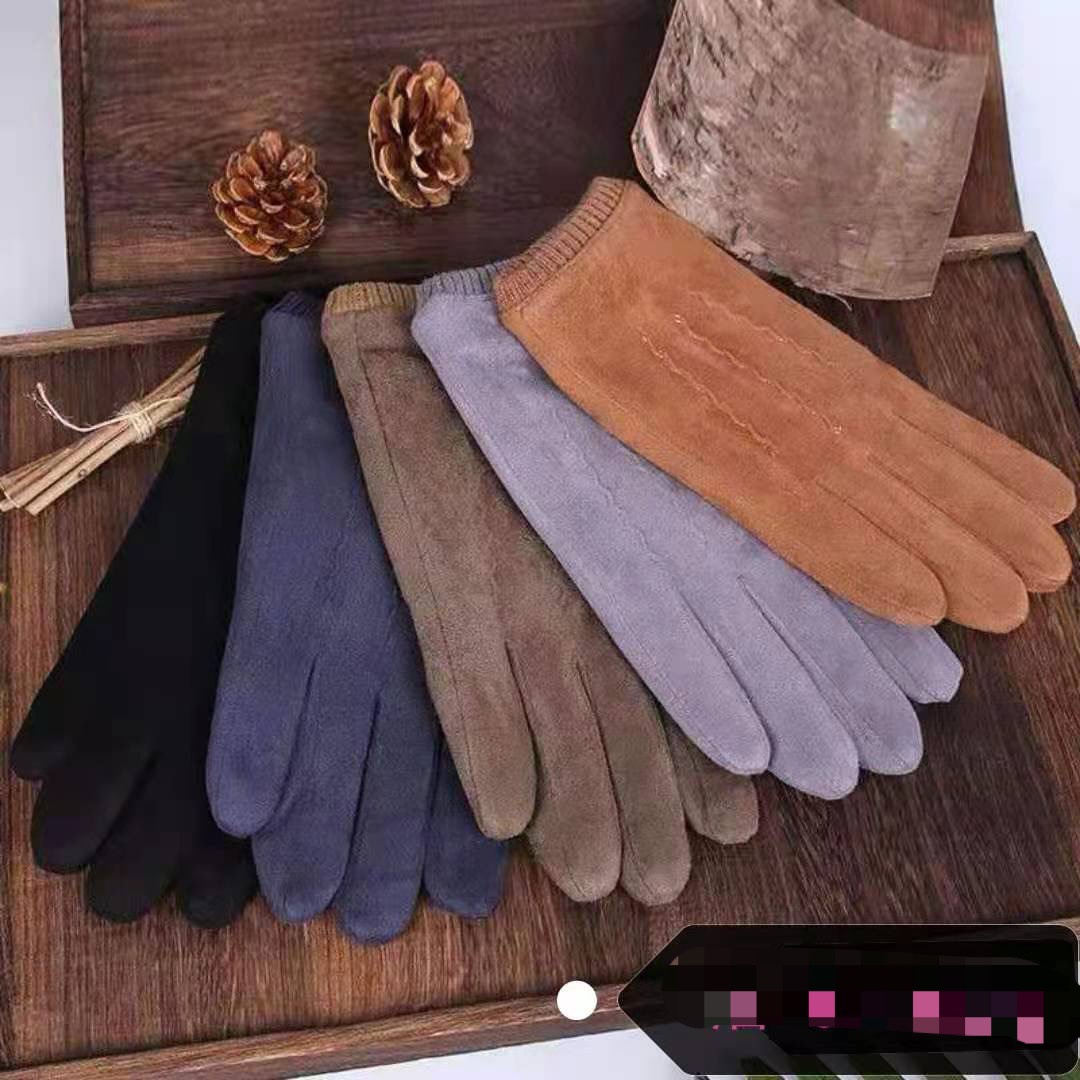 Gloves Autumn and winter Lady suede riffle and fleece thickened touch screen warm gloves windproof windproof cycling cute student skiing