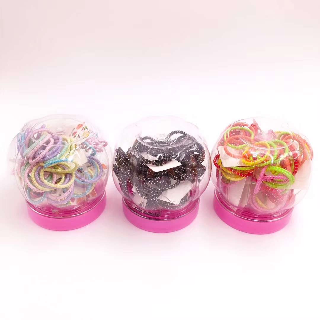 Children's rubber band hair bands without seams, children's rings, rubber band bands in cans, 12 cans per pack Application Scenario