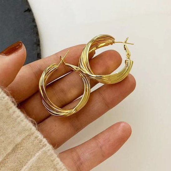 81s925 Silver earrings crossed Korean version woven twist earrings simple minority temperament earrings temperament all-matching earrings female