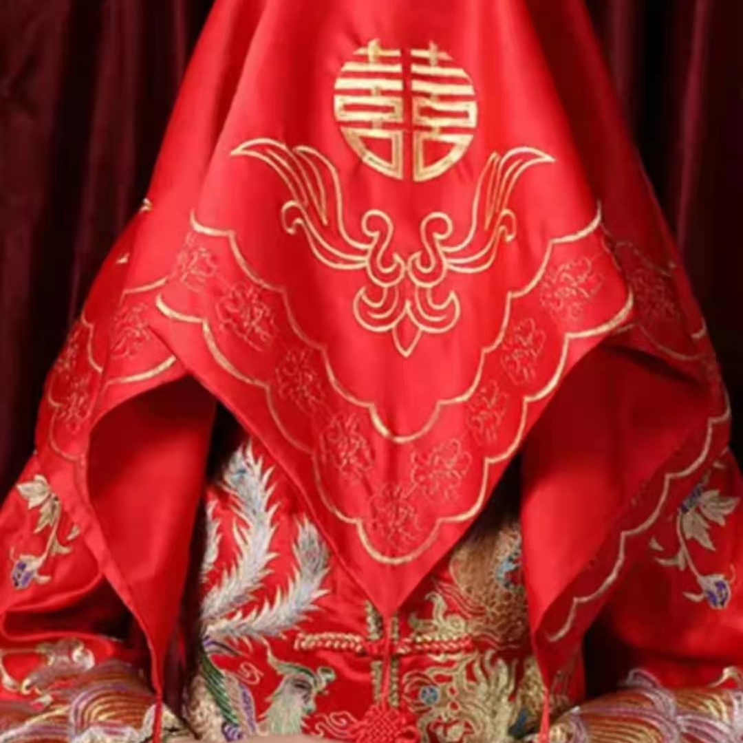 高档绣禾盖头新娘盖头刺绣盖头园喜