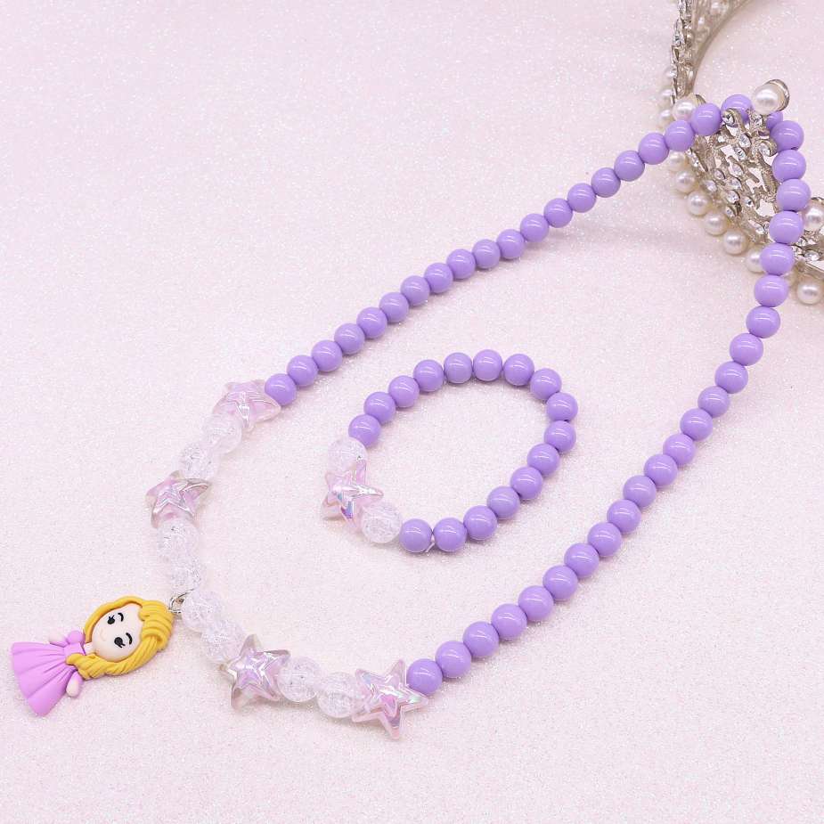 New children's necklace set, cartoon princess, mermaid princess, girls' necklace, bracelet, girls' accessories Specification image