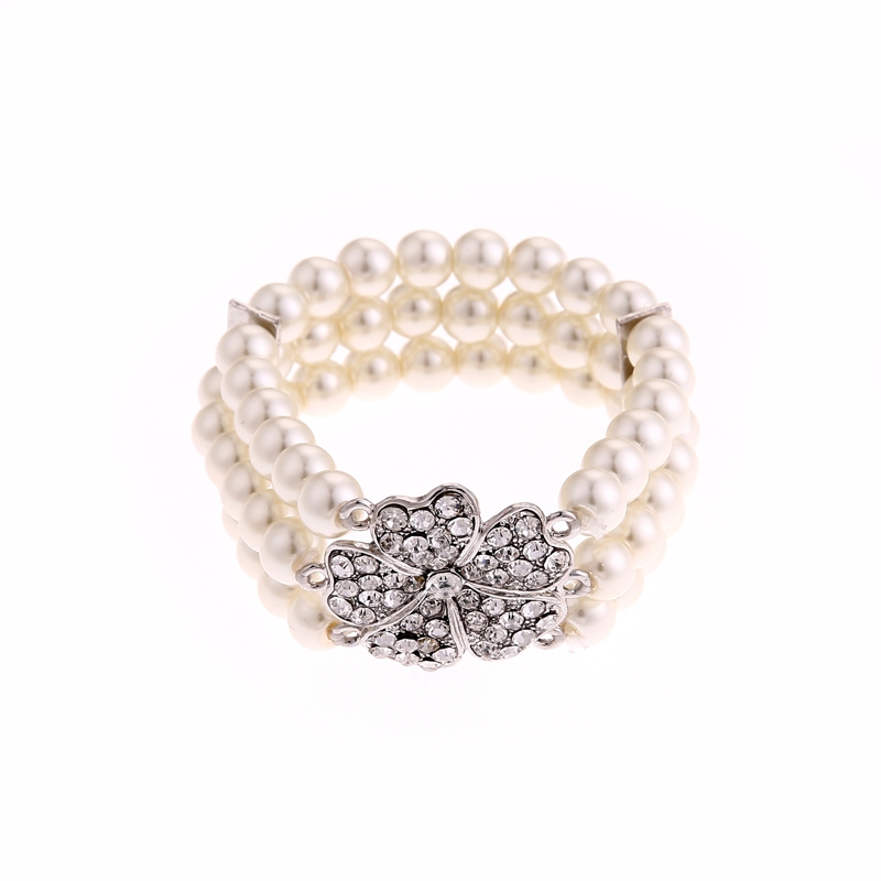 European and American handcrafted white pearl and diamond-encrusted bracelet for brides, a versatile, fashionable and simple gift jewelry for girls Specification image