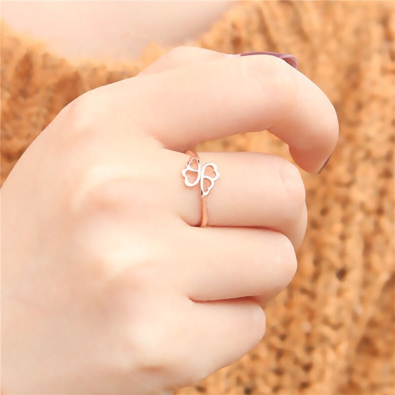 热卖天使戒指女尾戒玫瑰金爱心开口指环配饰品礼物详情图3