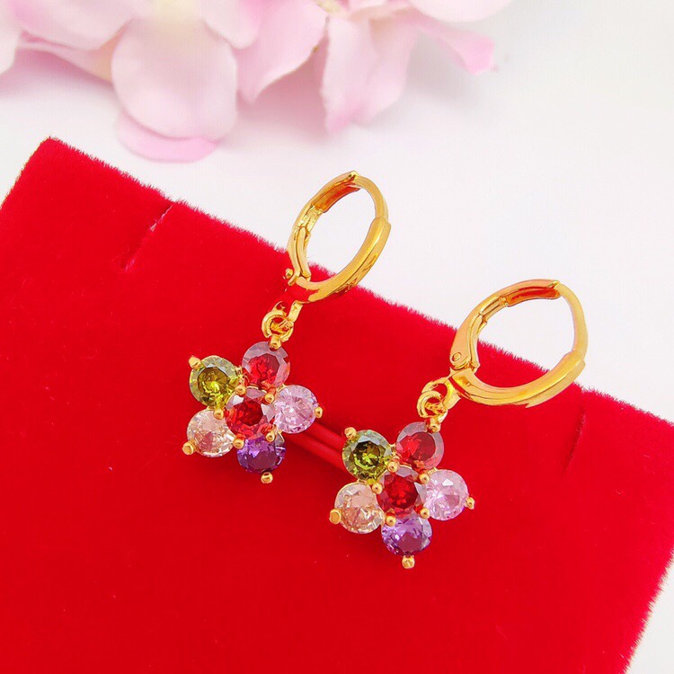 Colorful zircon plum earrings thumbnail